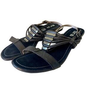 Ara Black Sandals with Metallic Details